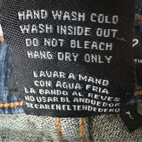 Platinum Plush Straight Leg Denim Studded Rhinestone Tuxedo Stripe Blue Jeans 7 - Picture 9 of 10